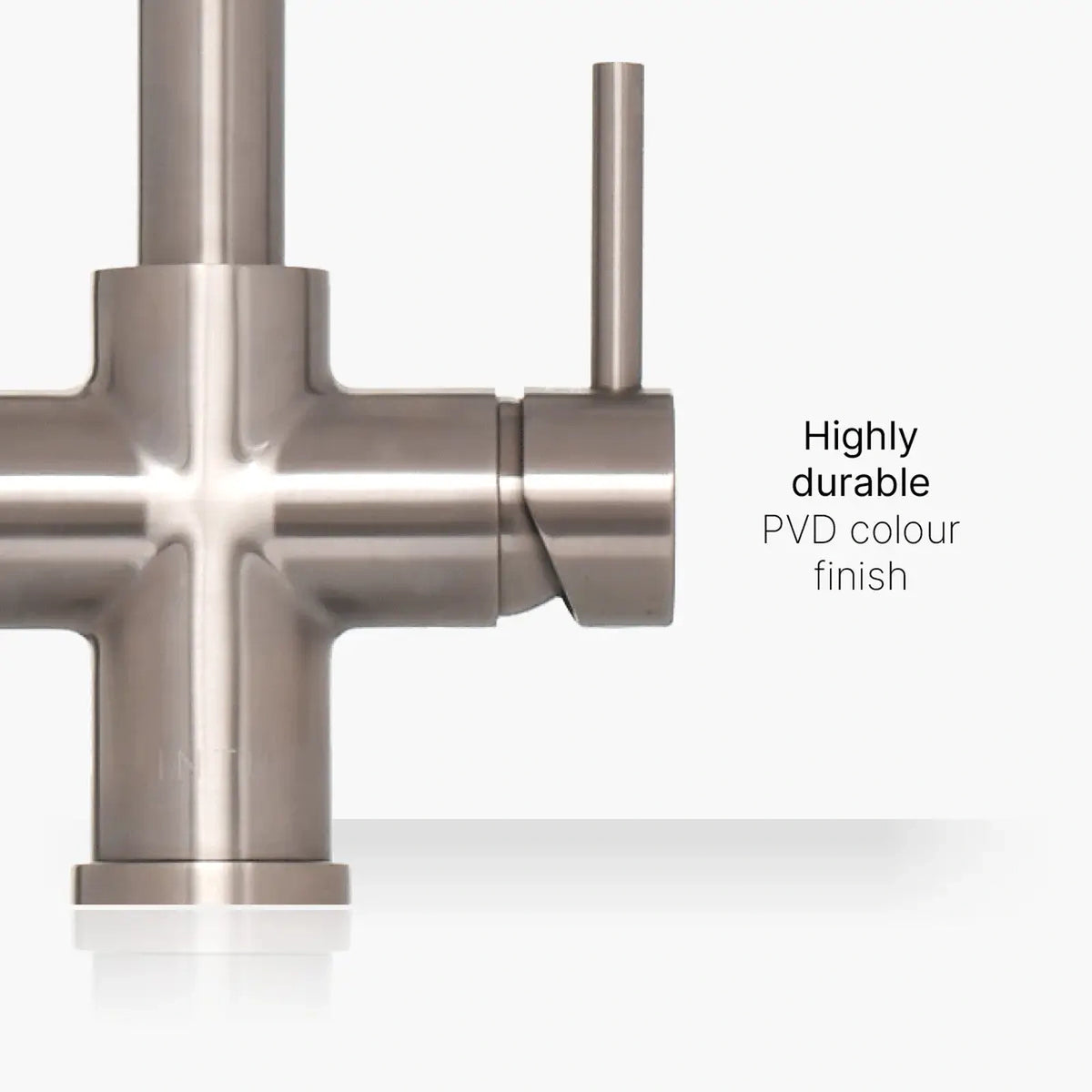 Brewmaster 3 in 1 square brushed nickel tap with highly durable PVD finish