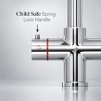Brewmaster square chrome boiling water tap child safety spring lock handle