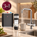 Brewmaster 3 in 1 square chrome boiling water tap with standard tank and filter