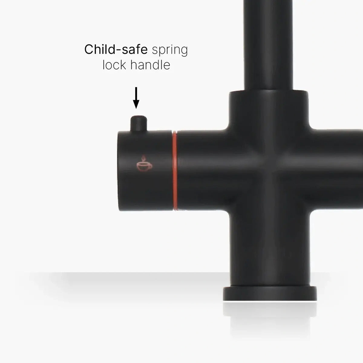 Brewmaster 3 in 1 square matt black tap child safe spring lock handle