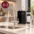 Brewmaster 4 in 1 square chrome boiling water tap with digital tank and filter