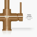 Brewmaster 4 in 1 brushed copper boiling water tap showing durable brushed copper finish