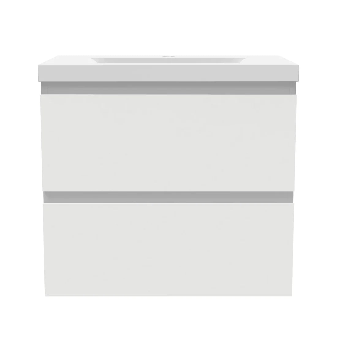 White cabinet with two drawers on a white background