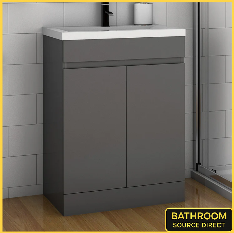 Grey Floor Standing Vanity Unit 600mm With Basin Bathroom Source Direct