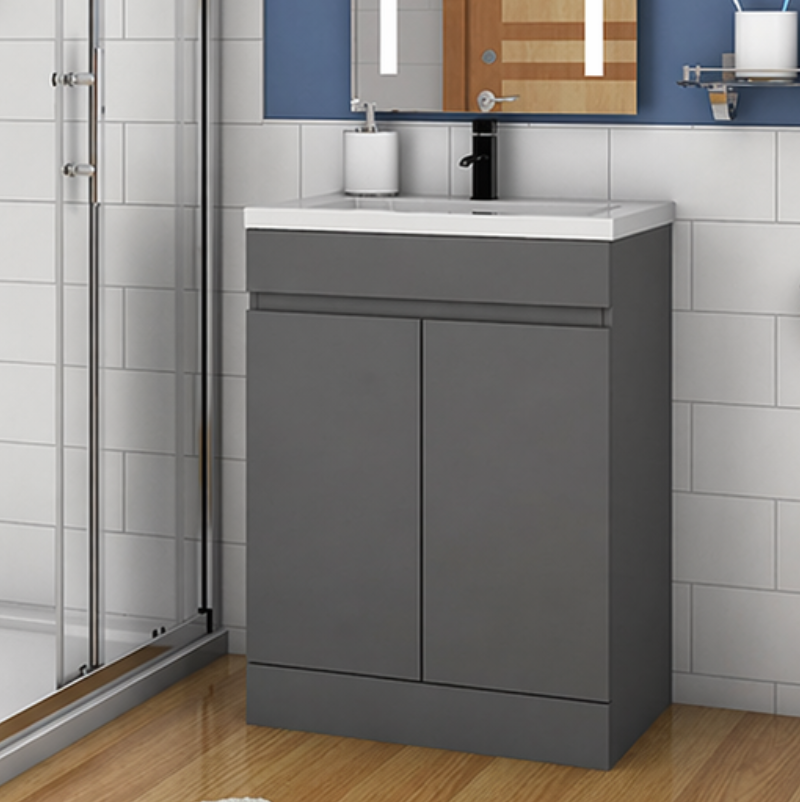 Grey Vanity Unit 600mm Side View Showing Depth And Design