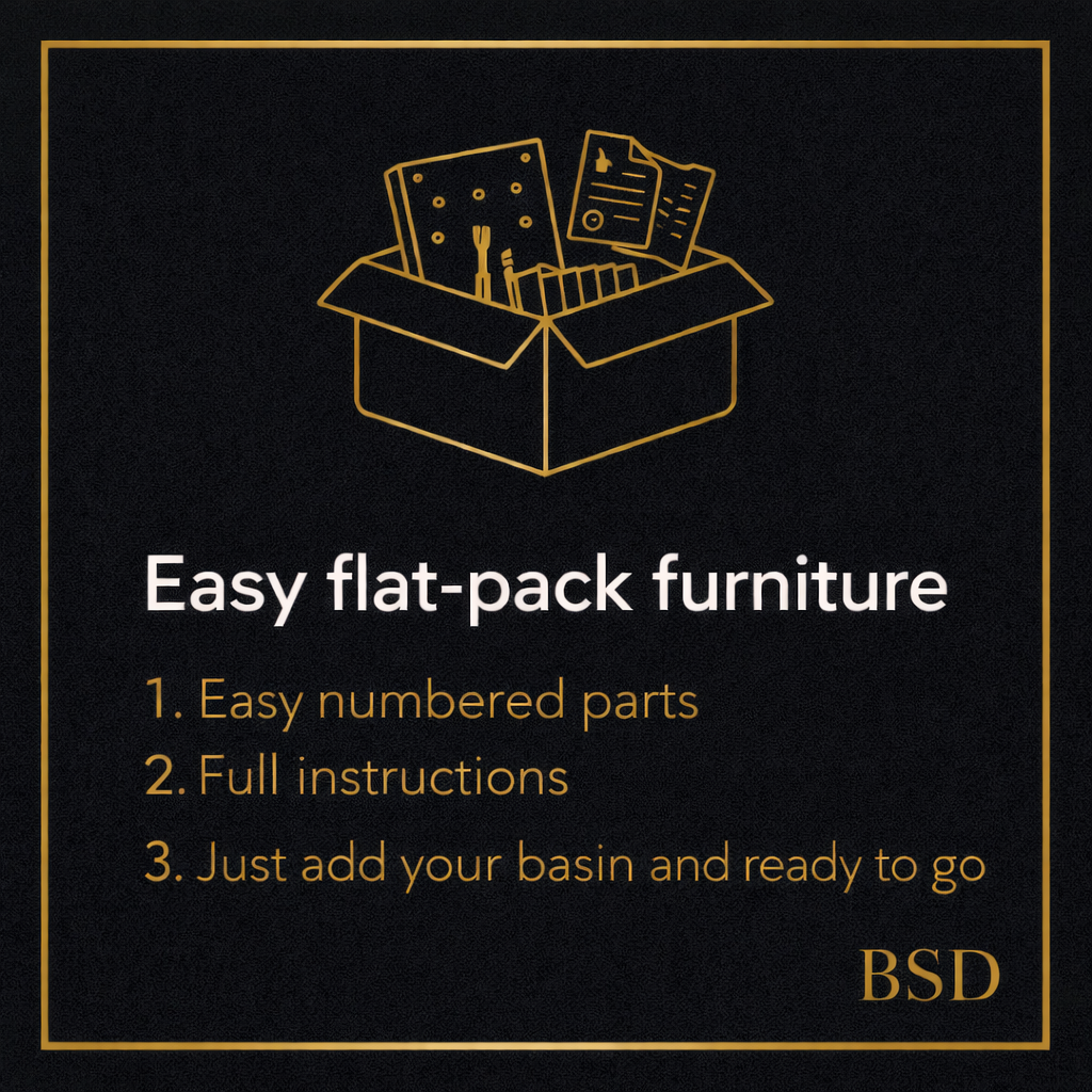 Vanity  Unit Flat Pack Easy Assembly Instructions Included