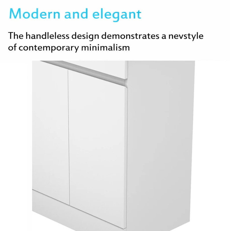 White Vanity Unit Handleless Design Detail Modern Minimalist Bathroom Cabinet