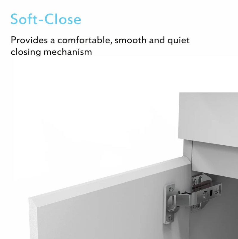 White Vanity Unit Soft Close Hinges Smooth Closing Mechanism Detail