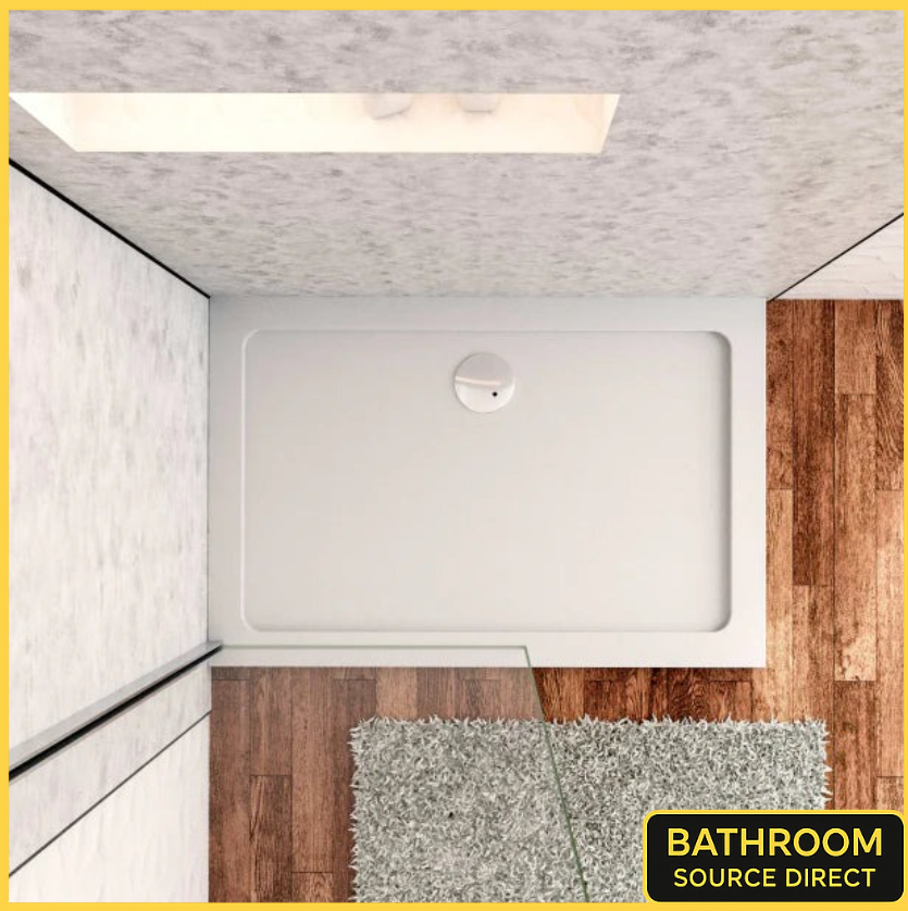 Rectangular Shower Tray 1200 x 700 760 800 900 30mm Slimline Stone Resin White