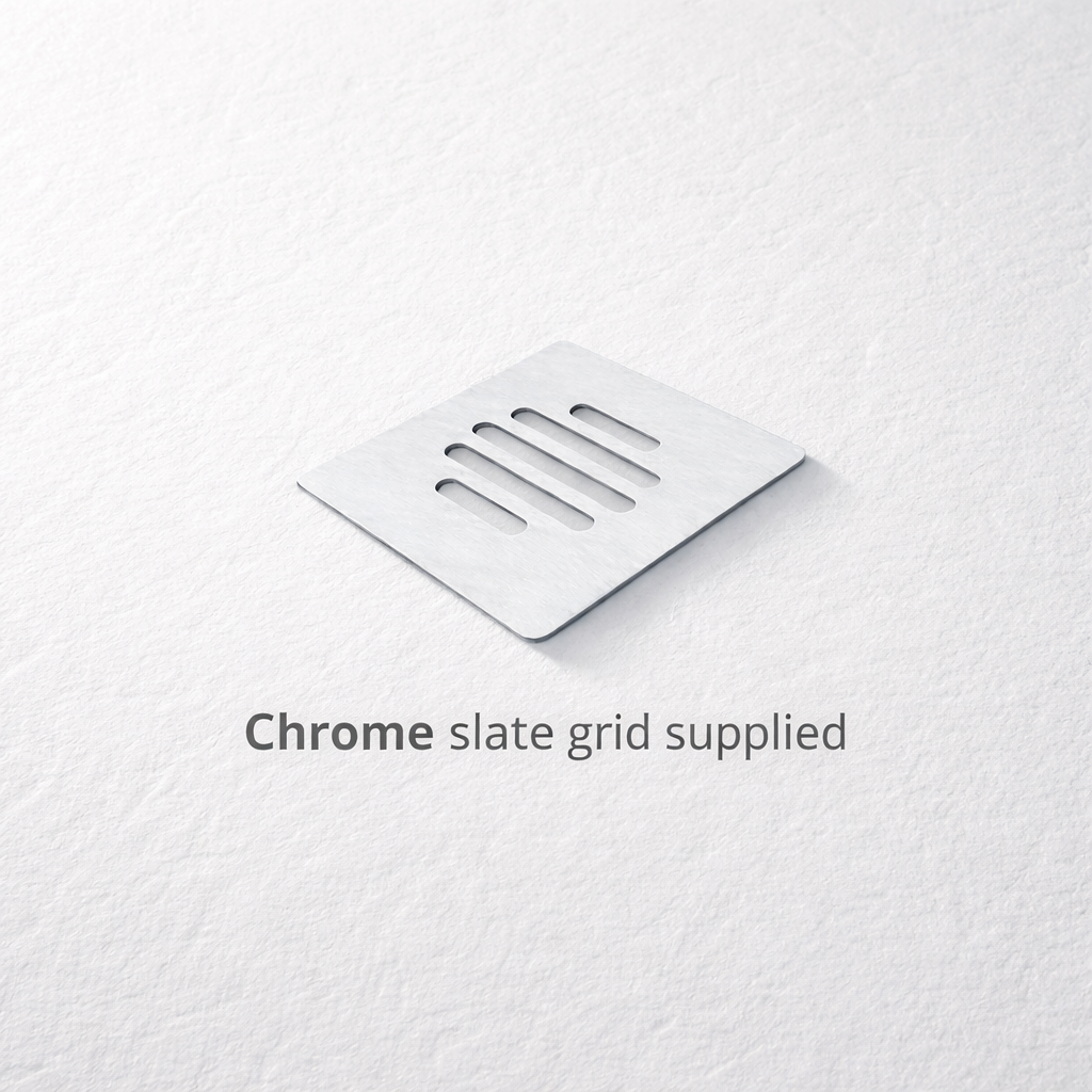 Chrome square slate grid cover for shower tray waste