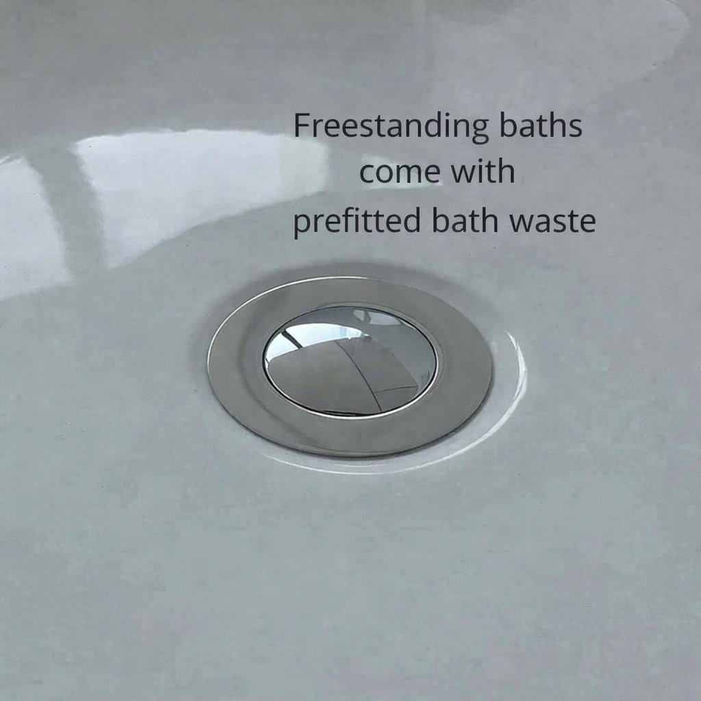 Freestanding bath with pre-fitted waste and overflow system for easy installation