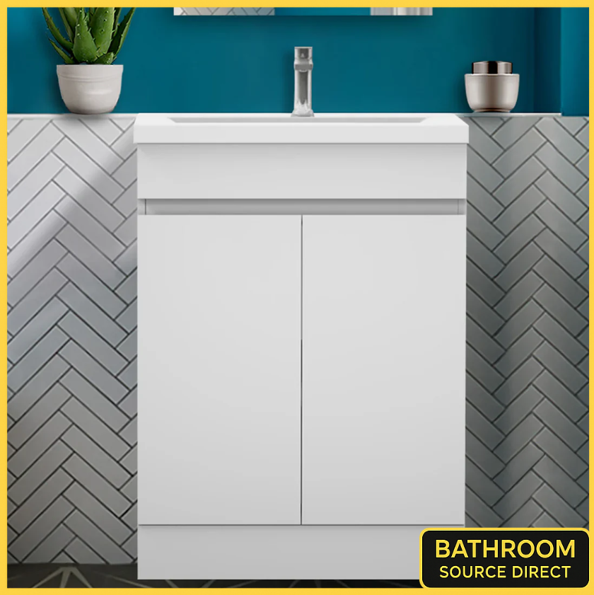 600mm Siv Floor Standing White Vanity Unit with Ceramic Basin
