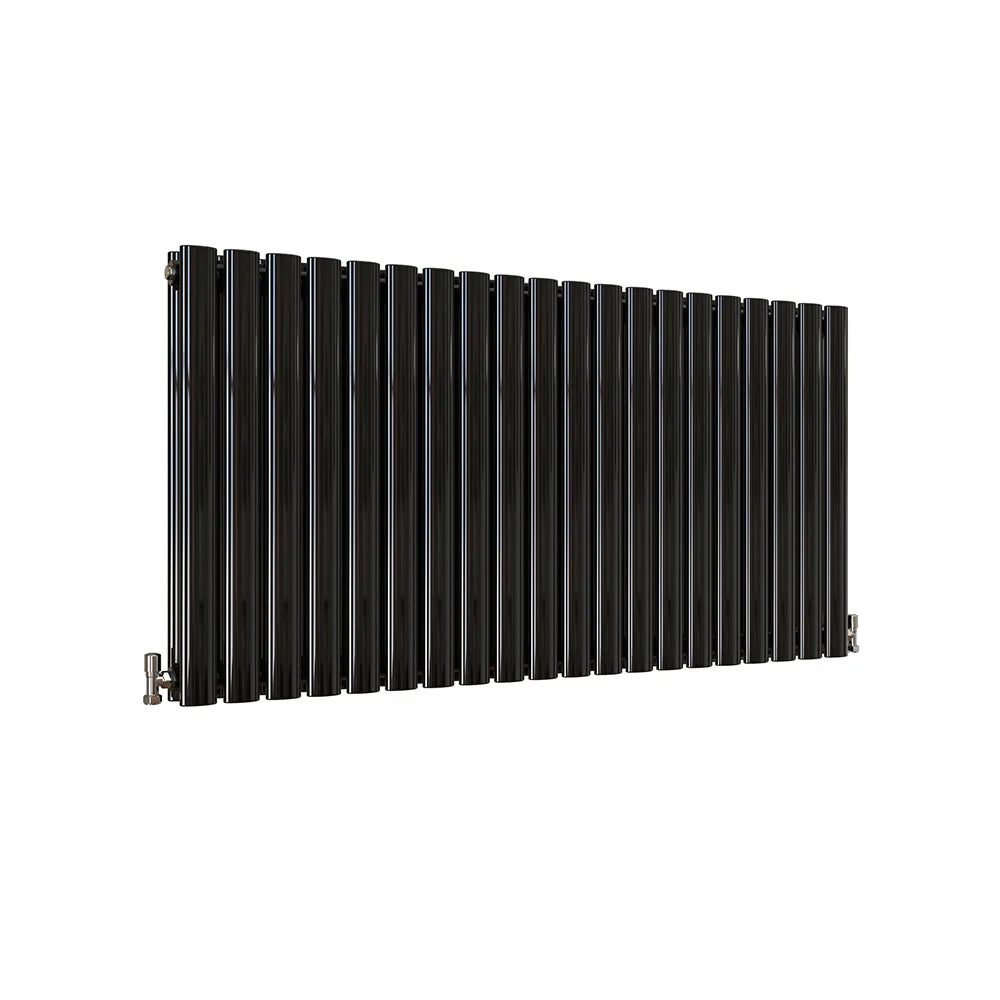 Black Horizontal Oval Column Radiator 600 x 1180mm – Single / Double
