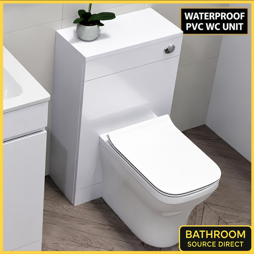 HydroVault Atlantis waterproof WC unit shown with a back to wall toilet