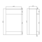 HydroVault Atlantis WC unit technical drawing showing 495mm width, 247mm depth and 825mm height
