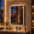 K-LIGHT Alder 500 x 700mm LED bathroom mirror with illuminated border in modern bathroom