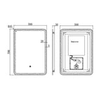 K-LIGHT Alder 500 x 700mm LED bathroom mirror dimensions and technical drawing