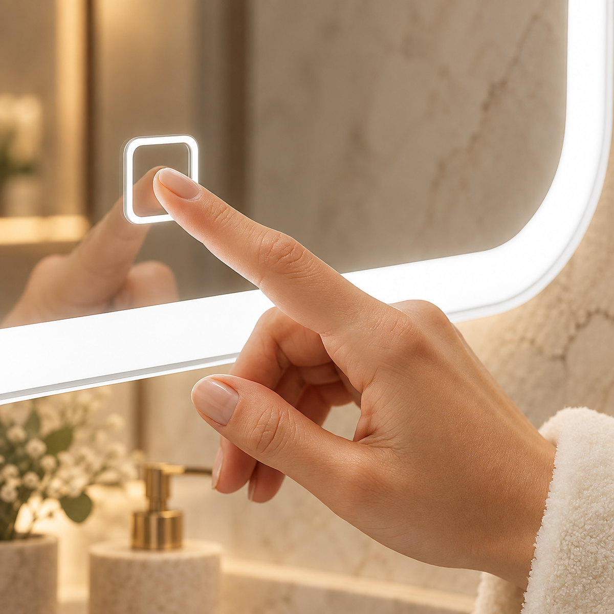 K-LIGHT Alder LED bathroom mirror touch control close up