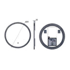 Technical drawing of the K-LIGHT Burleigh 600mm round mirror showing front, side and rear views.