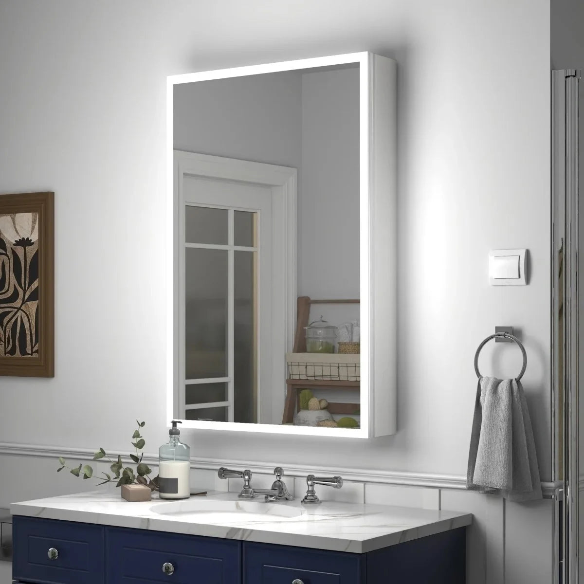 K-LIGHT Echo LED mirror cabinet shown in a modern bathroom setting