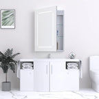 K-LIGHT Link LED mirror cabinet shown closed above a bathroom basin and vanity unit