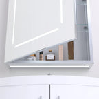 K-LIGHT Link LED mirror cabinet close up showing the built in shaver socket and internal shelf area