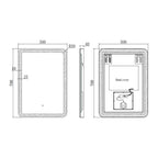 K LIGHT OTTONE LED bathroom mirror technical dimensions showing 500 x 700mm size