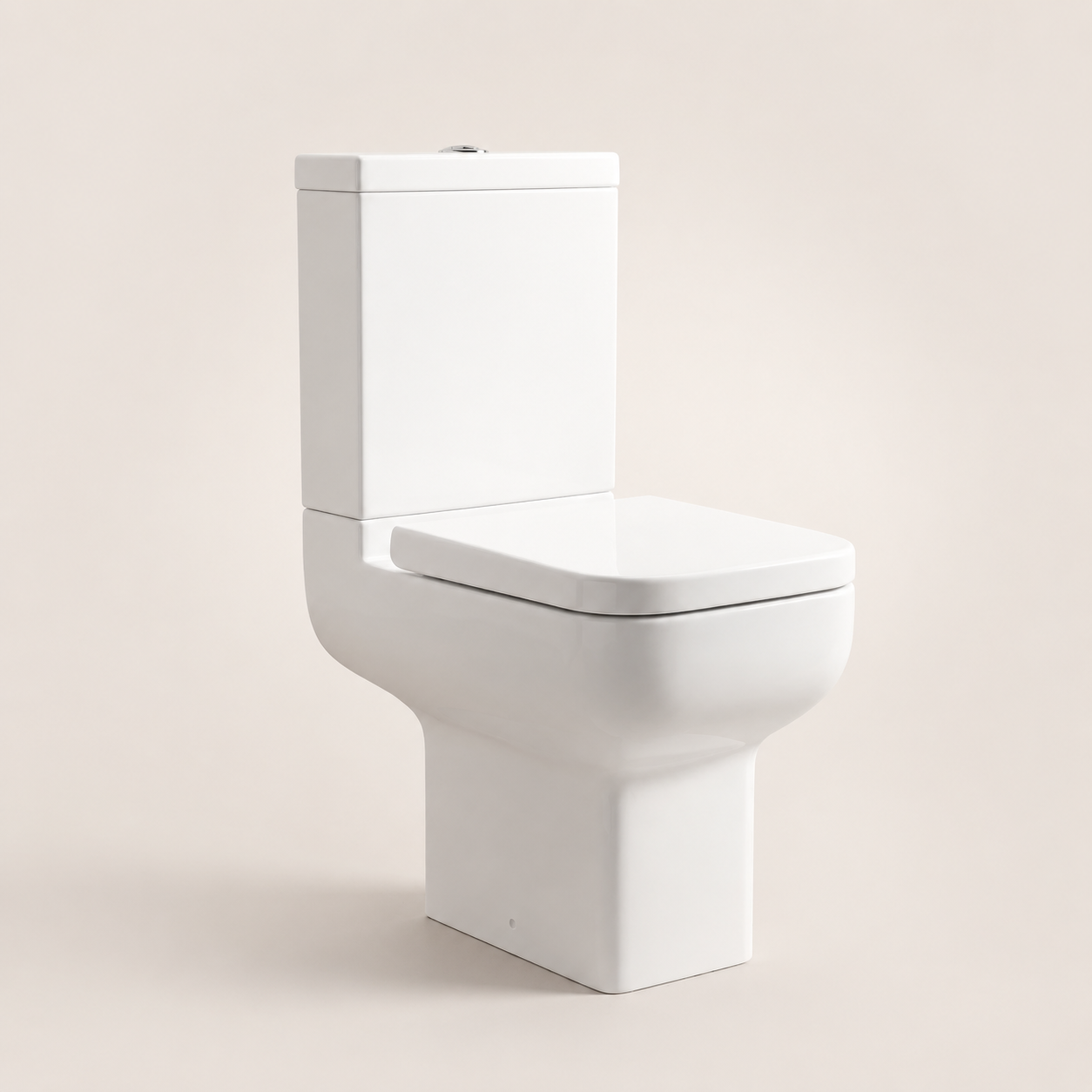 Angled view of the K Vit Options 550 close coupled toilet and wrap over seat