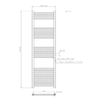 K Warm 500 x 1600mm brushed brass towel rail technical dimensions