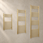 K Warm brushed brass towel rails in 800mm, 1200mm and 1600mm heights