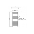 K Warm 500mm x 1200mm thermostatic electric towel rail technical drawing