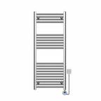 K Warm chrome thermostatic electric straight towel rail with digital controller