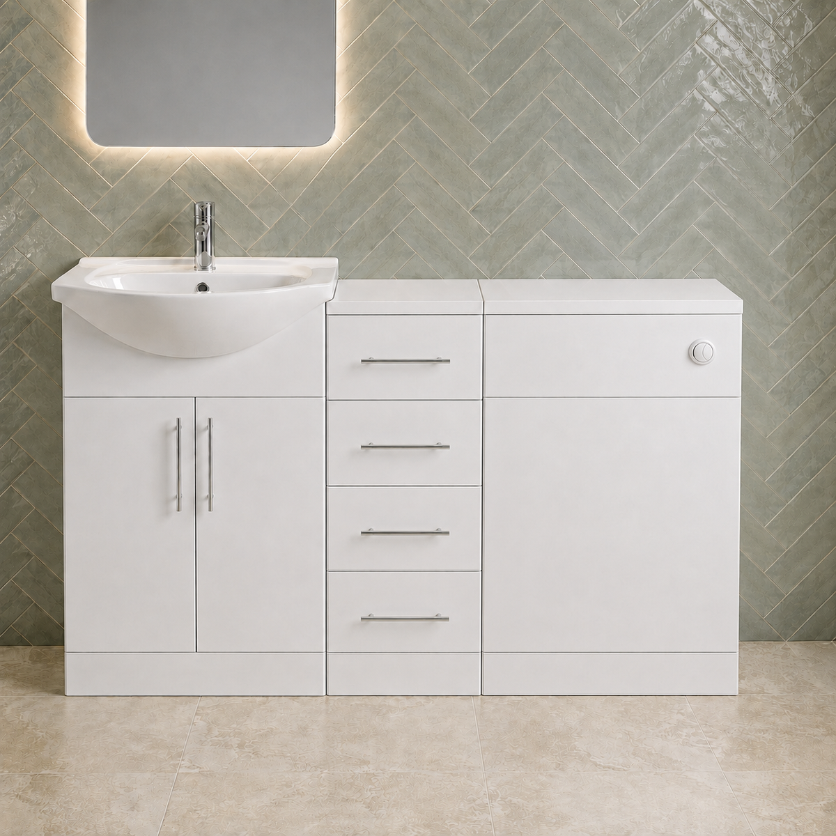 Kartell Impakt 300mm 4 Drawer Unit With Coordinating White Bathroom Furniture