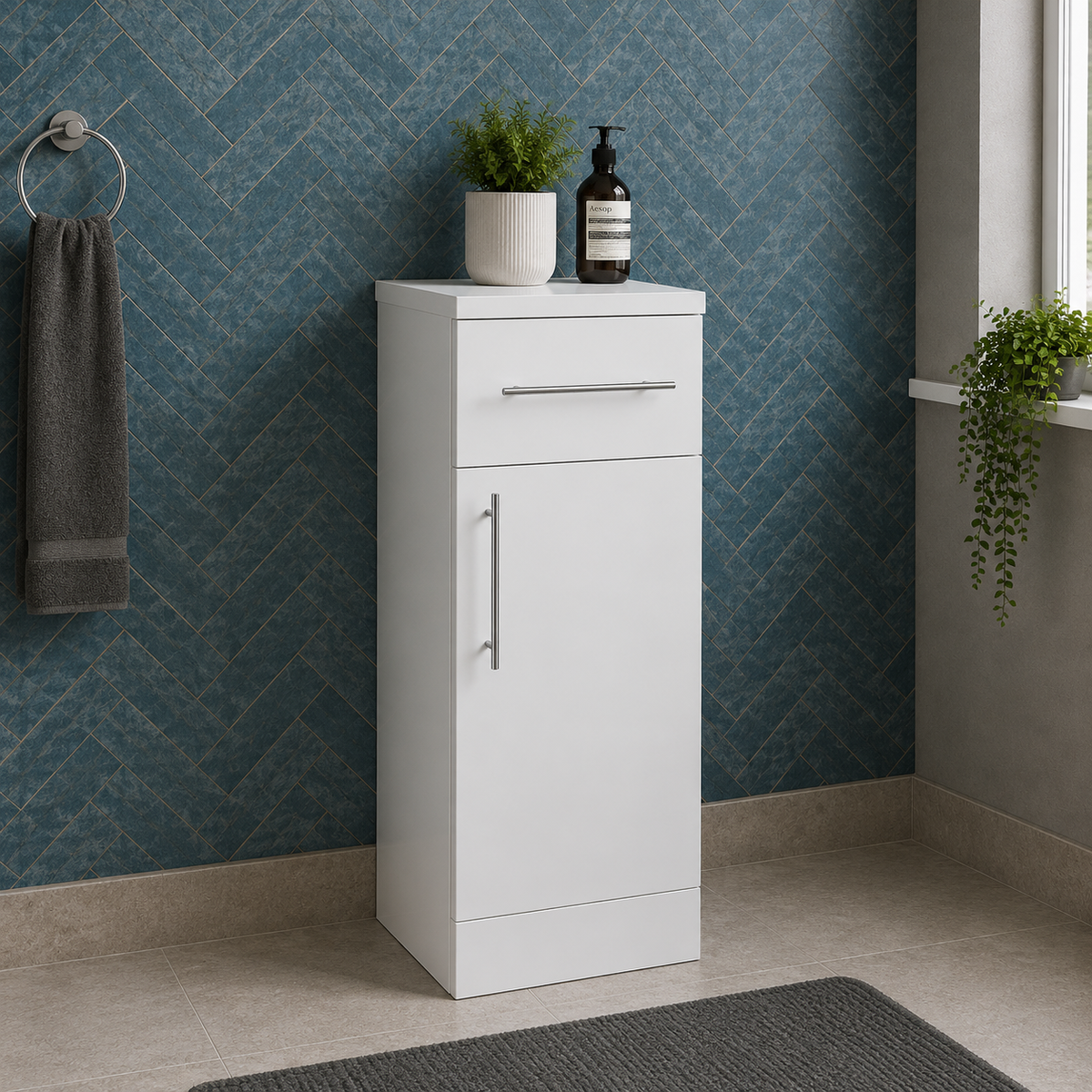 Kartell Impakt 300mm Door & Drawer Base Unit In Bathroom Setting