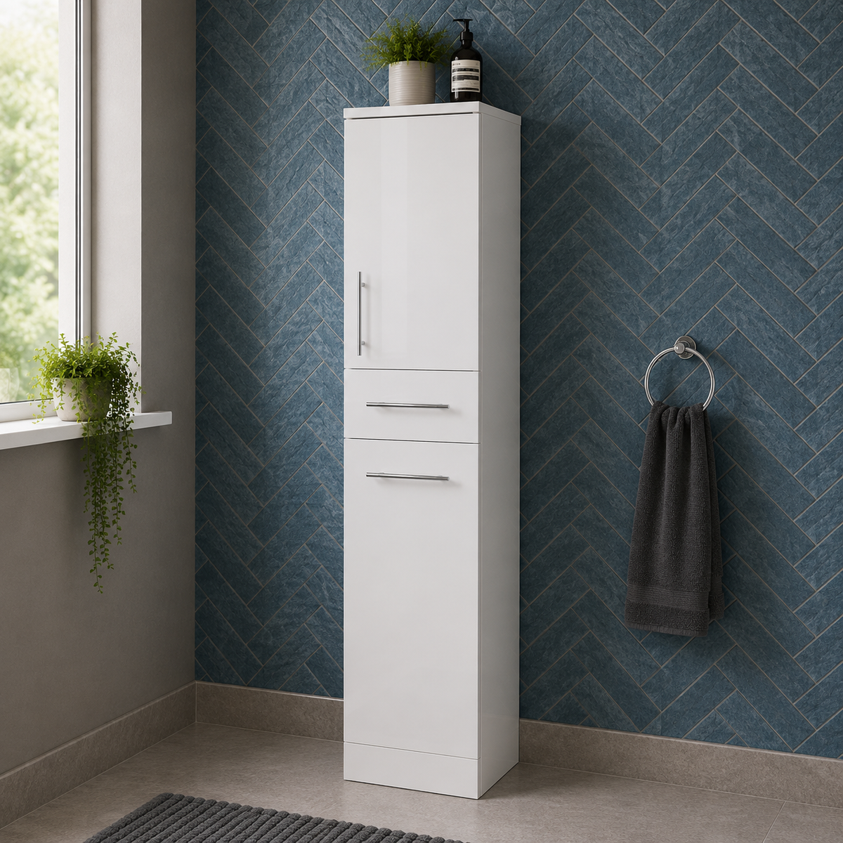 Kartell Impakt 350mm Tall Bathroom Storage Unit In Modern Bathroom Setting