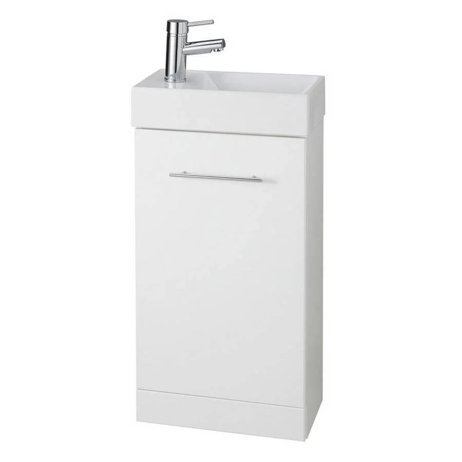 Kartell Impakt White Gloss 400mm Cube Cloakroom Unit With Ceramic Basin