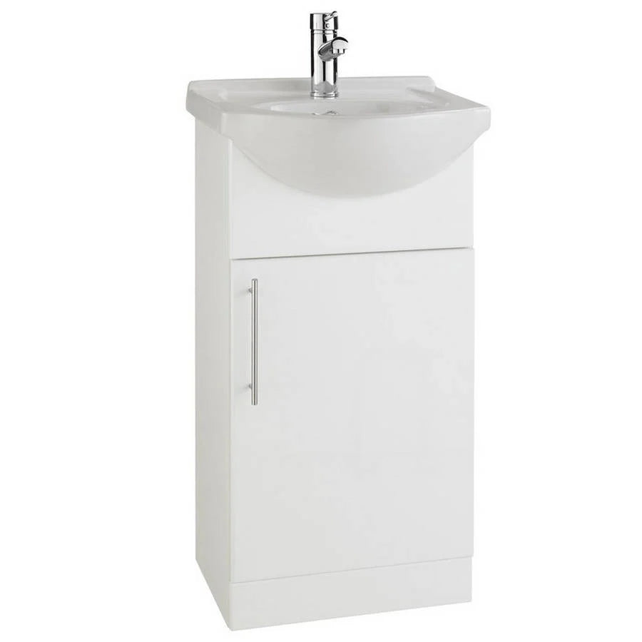 Kartell Impakt White Gloss 450mm Vanity Unit With Ceramic Basin