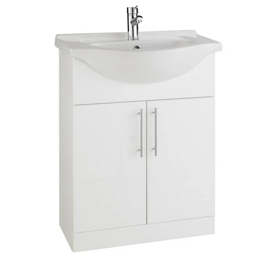 Kartell Impakt White Gloss 650mm Vanity Unit With Ceramic Basin