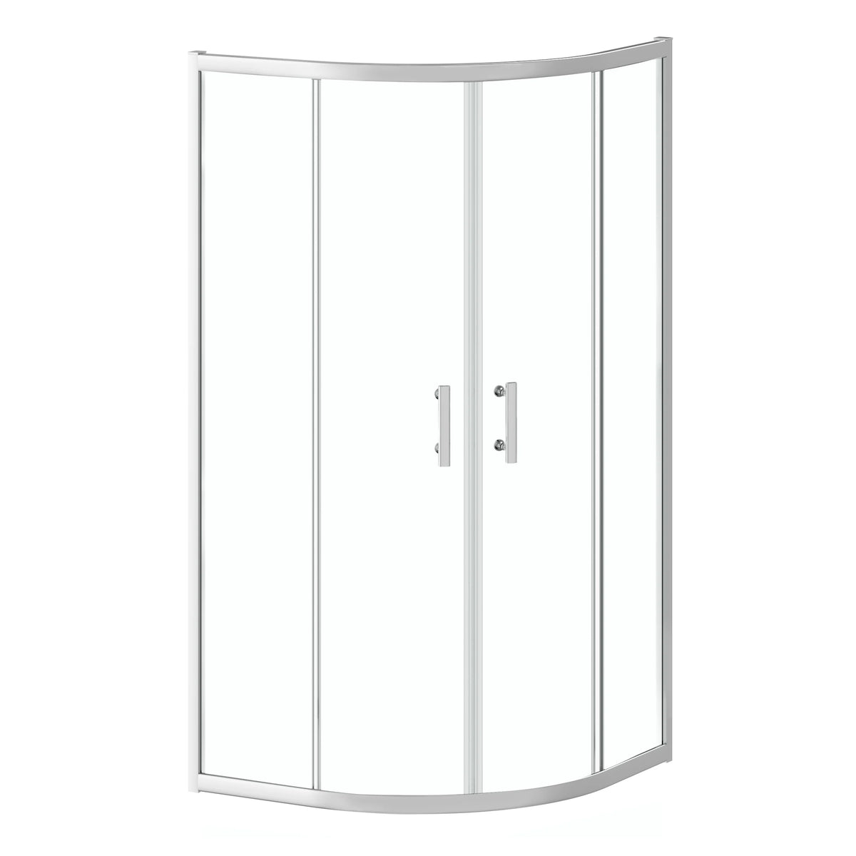 Front view of Kartell Koncept 800mm quadrant enclosure with 6mm glass