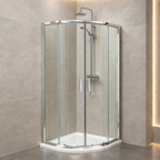 Kartell Koncept 800mm quadrant shower enclosure in a modern stone tiled bathroom