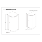 Kartell KV8 900mm quadrant shower enclosure dimensions and technical drawing