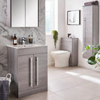 Kartell Purity Silver Oak bathroom furniture range with vanity unit WC unit & tall storage