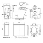 Kavera Kameo 640mm close to wall toilet technical dimensions