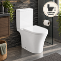Kavera Kameo 640mm comfort height toilet in modern dark tiled bathroom