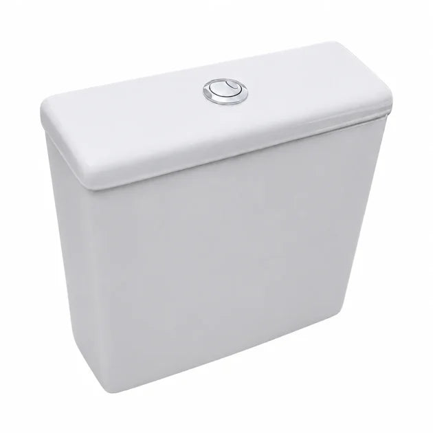 Kavera Kameo close coupled dual flush toilet cistern in gloss white