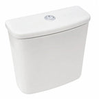 White Primo Square close coupled toilet cistern with top flush button