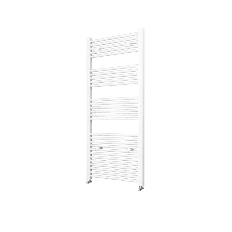 White Ladder Towel Rail 500mm Wide towel radiator On White Background.