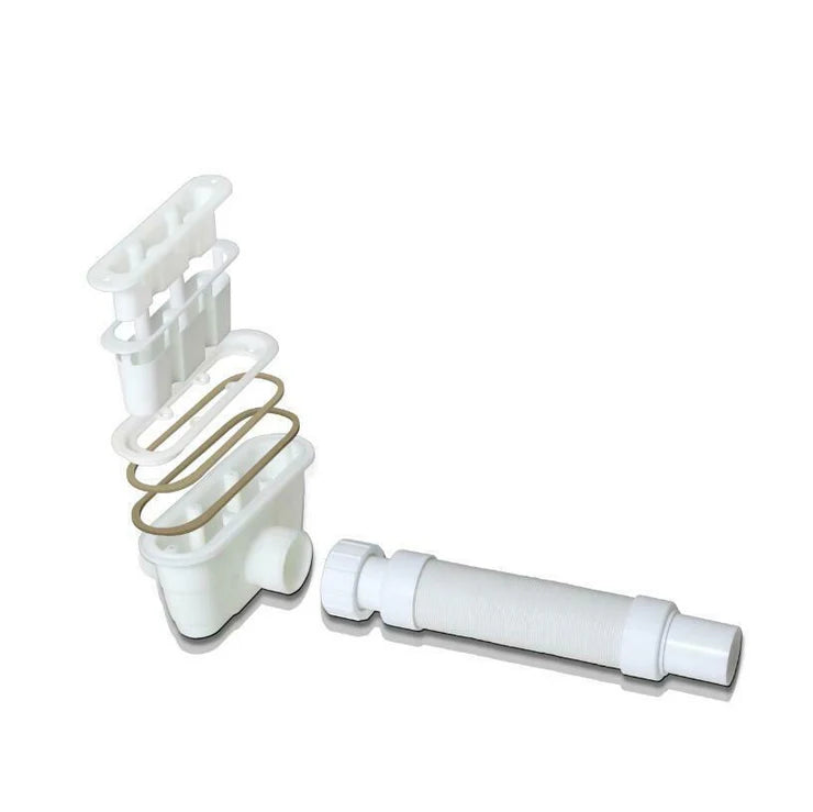 Linear waste drain trap and pipe kit included with shower tray