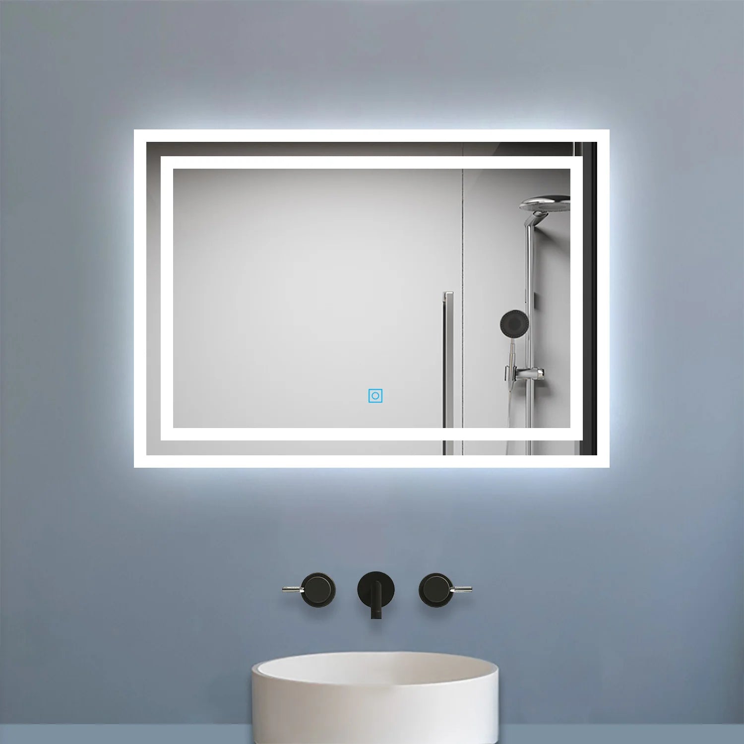 Modern LumeEdgeLux LED bathroom mirror with cool white backlit illumination