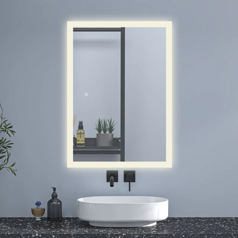 Modern 600x800 backlit LED bathroom mirror with cool white illumination